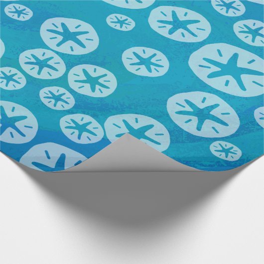 Sand Dollar White en Blue Pattern Cadeaupapier (Hoek)