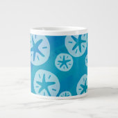Sand Dollar White en Blue Pattern Extra Grote Beker (Voorkant)
