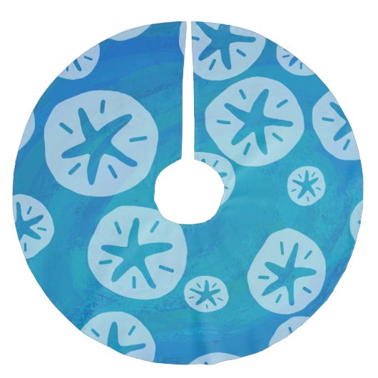 Sand Dollar White en Blue Pattern Kerstboom Rok (Voorkant)