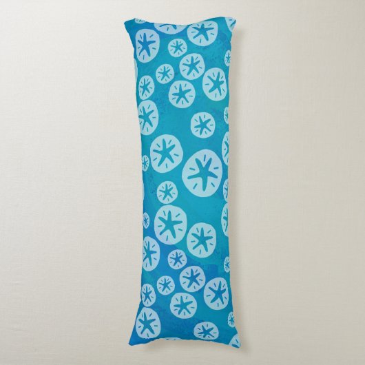 Sand Dollar White en Blue Pattern Lichaamskussen (Voorkant Verticaal)