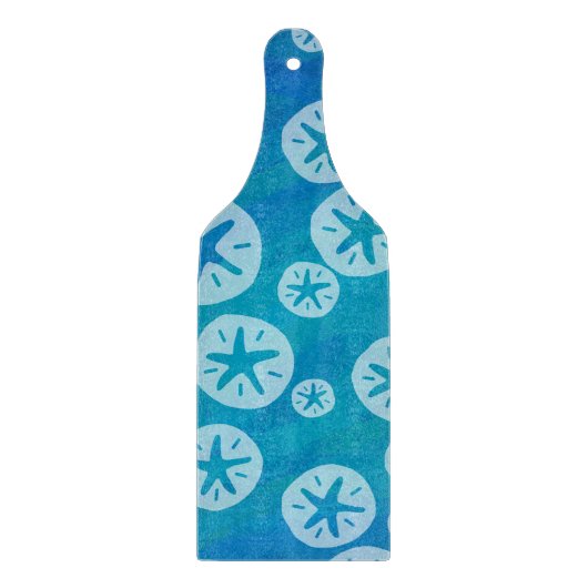 Sand Dollar White en Blue Pattern Snijplank (Voorkant)