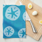 Sand Dollar White en Blue Pattern Theedoek (Quarter Fold)