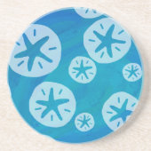 Sand Dollar White en Blue Pattern Zandsteen Onderzetter (Voorkant)