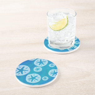 Sand Dollar White en Blue Pattern Zandsteen Onderzetter