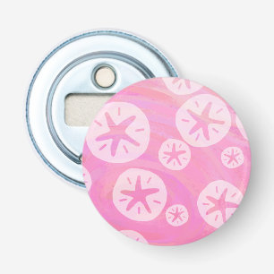 Sand Dollar White en roze Button Flesopener