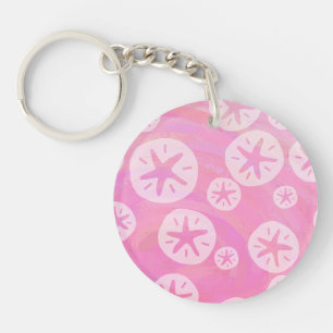 Sand Dollar White en roze Sleutelhanger