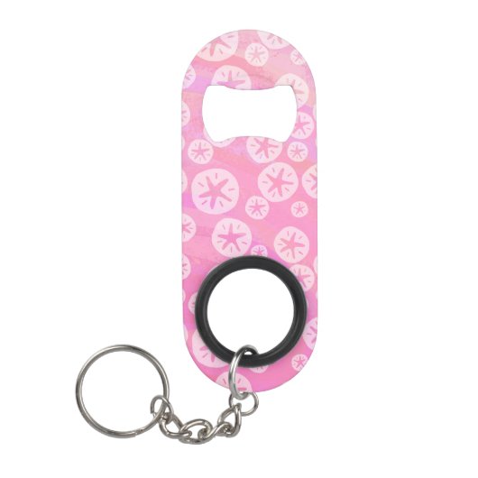 Sand Dollar White en roze Sleutelhanger Flessenopener (Voorkant)