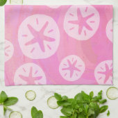 Sand Dollar White en roze Theedoek (Gevouwen)