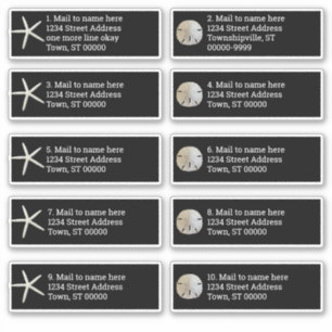 Sand Dollar Zee Stars Black Individuele mailing Sticker