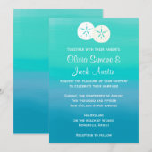 Sand Dollars Beach Ocean Wedding Invitation Kaart (Voorkant / Achterkant)