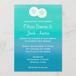Sand Dollars Beach Ocean Wedding Invitation Kaart