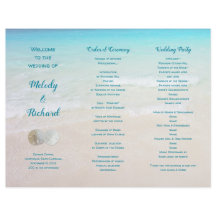 Sand Dollars Beach Scene Tri-Fold Wedding Programm