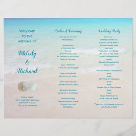 Sand Dollars Beach Scene Tri-Fold Wedding Programm