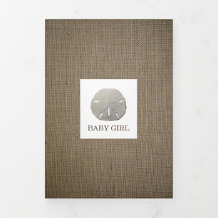 Sand Dollars & Burlap, 4 Foto Collage Baby Birth Drieluik Aankondiging