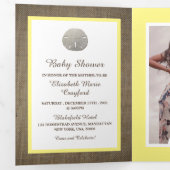 Sand Dollars & Burlap, Beach Baby shower Suite Drieluik Uitnodiging (Binnenzijde eerst)