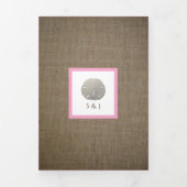 Sand Dollars & Burlap, Roze Beach Wedding Suite Drieluik Uitnodiging (Cover)