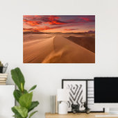 Sand Dunes in de woestijn bij Sunset Poster (Thuiskantoor)