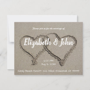 Sand Hearts Beach Wedding Invitations