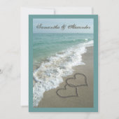 Sand Hearts~ Plage Destination Mariage Invitation (Devant)