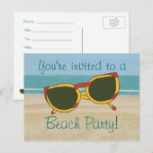 Sand Ocean, Beach Party Invitation, cartes postale (Devant / Derrière)