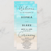 Sand Ocean Sky Beach Wedding Programme (Devant / Derrière)