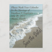 Sand Schrijven op het strand Save the Date Briefka Aankondigingskaart (Voorkant)