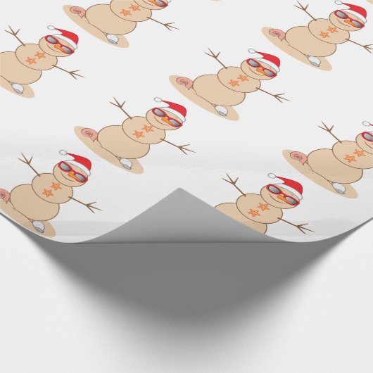 Sand Snowman met Shades en Santa Hat Cadeaupapier (Hoek)