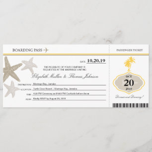 Sand Starfish Buttercrème Palm Boarding Pass Kaart