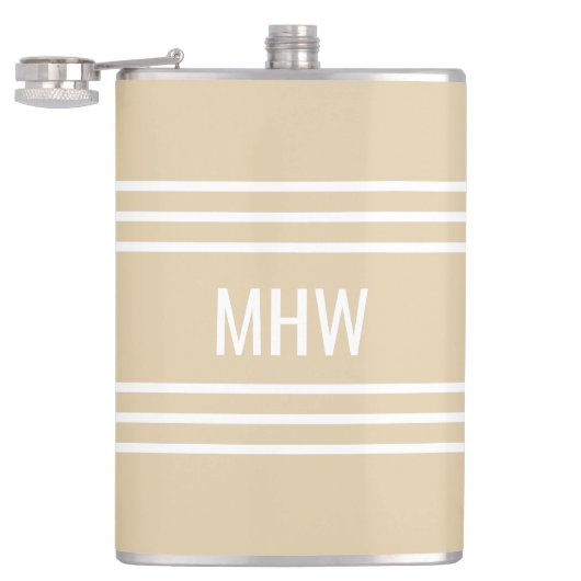 Sand Stripes aangepaste monogram-kolf Heupfles (Geopend)