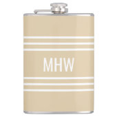 Sand Stripes aangepaste monogram-kolf Heupfles (Voorkant)