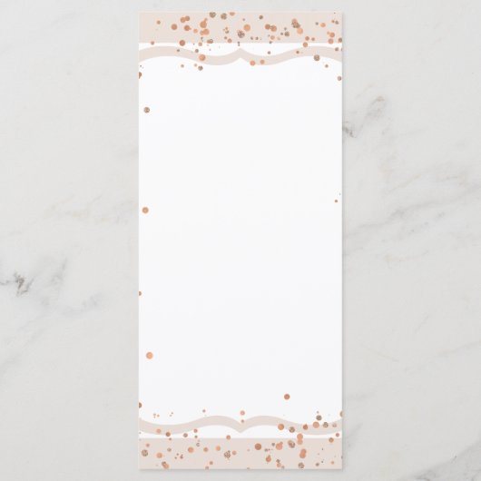 Sand Stripes & Roos Goud Confetti Bruiloft Menu (Achterkant)