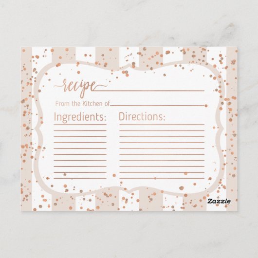 Sand Stripes & Roos Goud Vrijgezellenfeest Recept  Briefkaart (Achterkant)