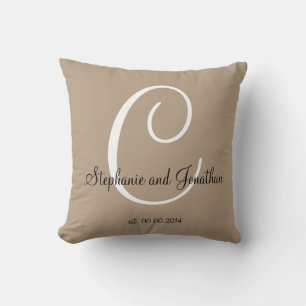 Sand taupy white custom Wedding keepomwille pillow Kussen