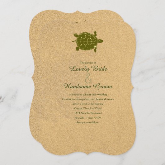 Sand Turtle Beach Mariage Invitation (Devant / Derrière)