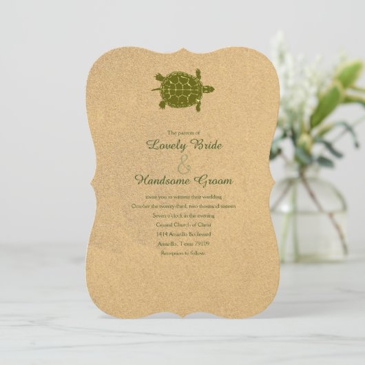 Sand Turtle Beach Mariage Invitation (Debout devant)