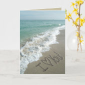 Sand Writing on the Beach Wenskaart Kaart (Gele Bloem)