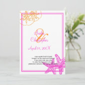 Sand+Zee/oranje+fuschia/bruiloft Uitnodigingen (Staand voorkant)