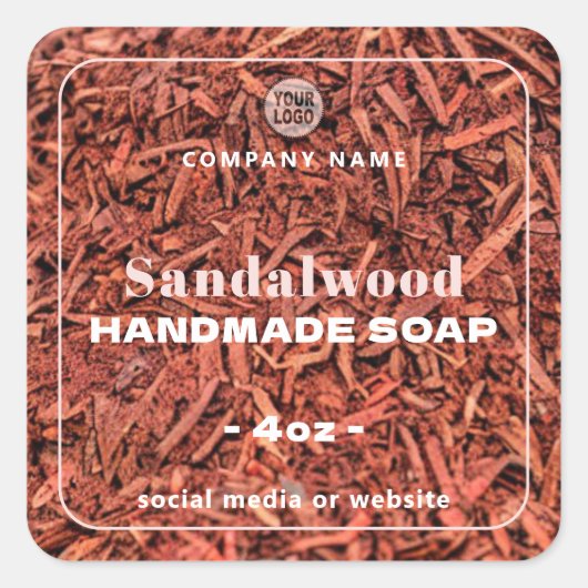 Sandalwood Handmade Soap Square Sticker (Voorkant)