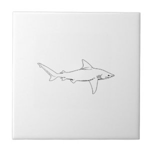 Sandbar Shark Illustration (lijnkunst) Tegeltje