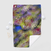 Sandblasted gesplatterde gele rode verf op katoen golfhanddoek (Insitu)