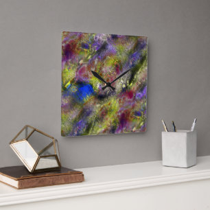 Sandblasted gesplatterde gele rode verf op katoen vierkante klok