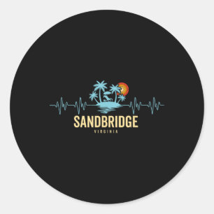 Sandbridge Beach Virginia Hartslag 80s Retro Stran Ronde Sticker
