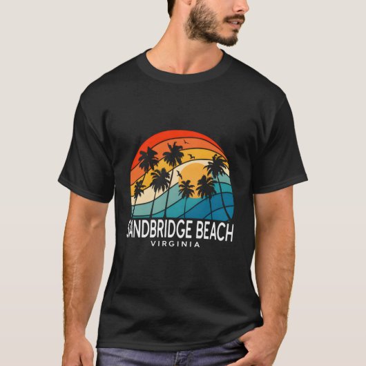 Sandbridge Beach Virginia Palm Tree Tropical Beach T-shirt (Voorkant)