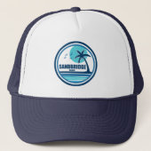 Sandbridge Beach Virginia Palmbomen Trucker Pet (Voorkant)
