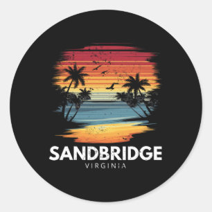 Sandbridge Beach Virginia Surfplank Surfen Vintage Ronde Sticker