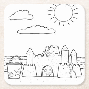 Sandcastle Adult Coloring Paper Onderzetter