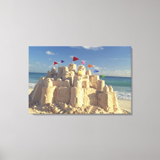 Sandcastle on Beach Canvas Afdruk (Voorkant)