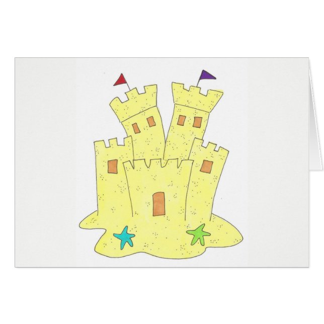 Sandcastle Sand Castle Starfish Shells Beach Ocean (Voorkant Horizontaal)