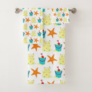 Sandcastle Sand Castle Starfish Shells Beach Ocean Bad Handdoek