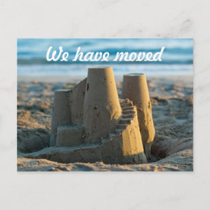 Sandcastle We hebben Moved Funny Moving Announceme Briefkaart